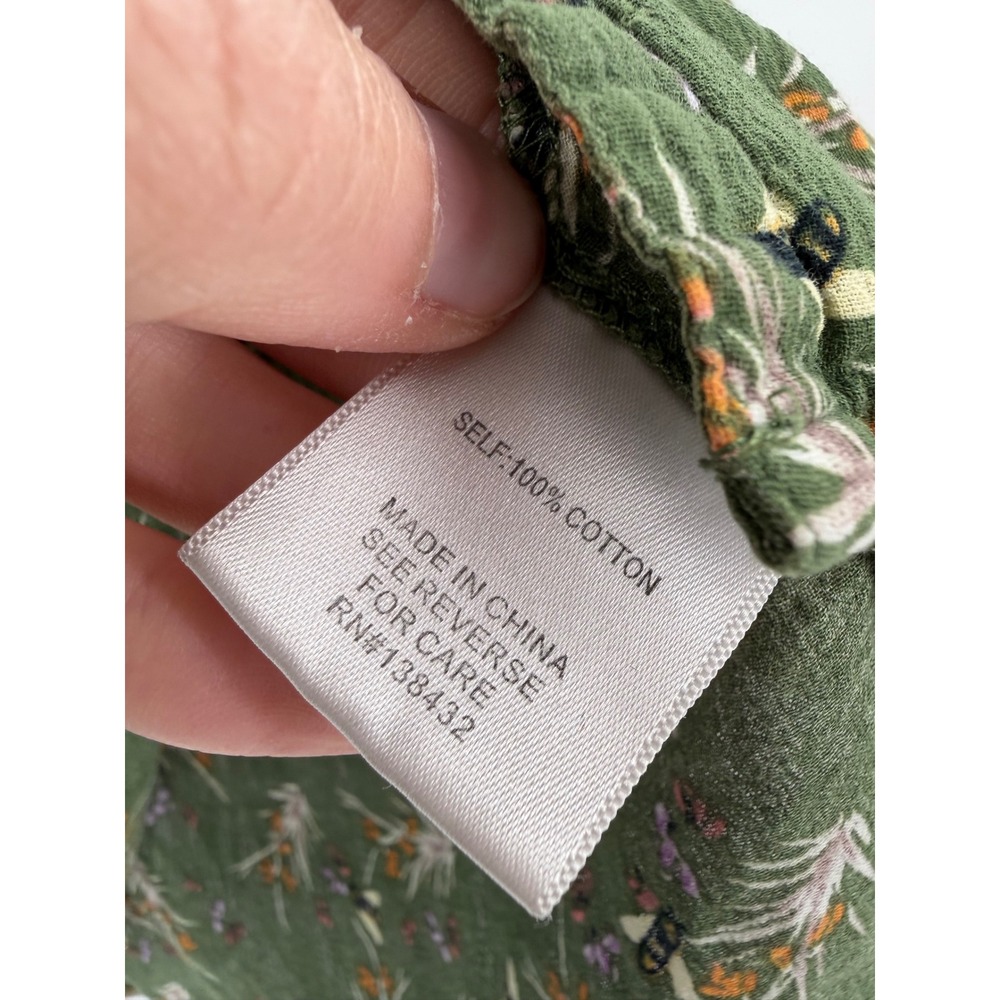 ModCloth Oxford Shirt Womens M Green Bee Print Cotton Button Down Top Roll Tab - Picture 4 of 9